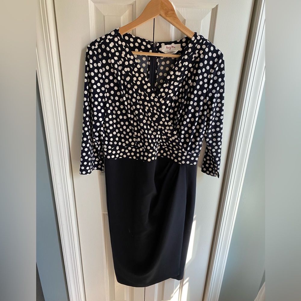 Kay Me Made in Japan Polka Dot 3/4 Sleeve Midi Sheath Dress Size 13 (XL Japan)